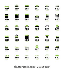Bed Icons Set - Isolated On White Background - Vector Illustration, Graphic Design Editable For Your Design 