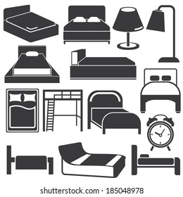 bed icons set, bed room collections