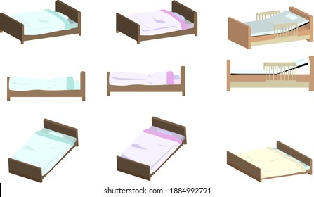 Bed illustration set seen from a simple angle