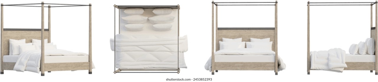 Bed isolated on transparent background
