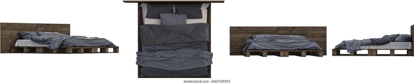 Bed isolated on transparent background