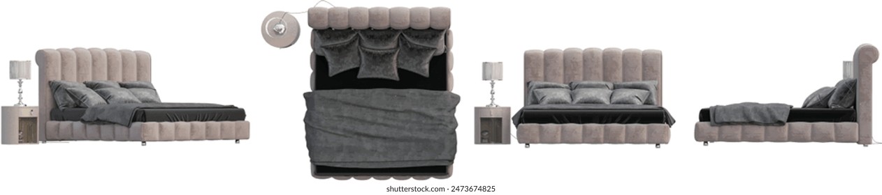 Bed isolated on transparent background