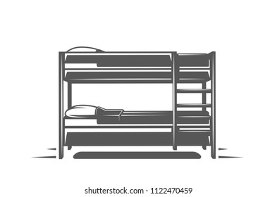 Bed isolated on white background. Symbols for furniture design logos and emblems. Vector illustration