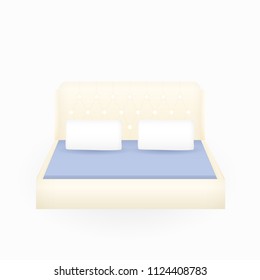 Bed isolated on white background. Furniture design. Vector illustration.