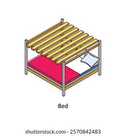 Bed isometric Colored illustration. EPS File stock illustration