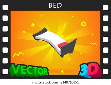 Bed isometric design icon. Vector web illustration. 3d colorful concept