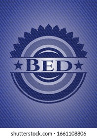 Bed with jean texture. Vector Illustration. Detailed.
