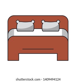Bed king size frontview cartoon vector illustration graphic design