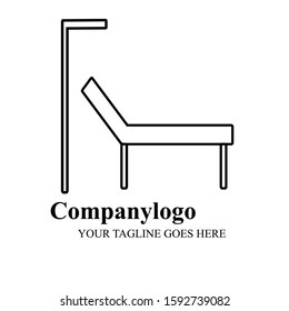 bed and lamp logo black white
