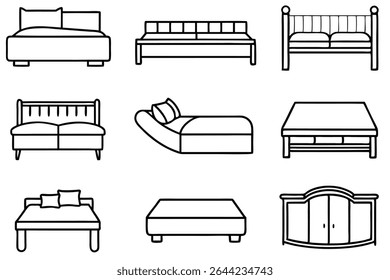 Bed line art featuring sleek and calming design for modern spaces.eps
