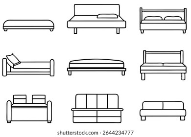 bed line art minimalistic design bedroom decor simple aesthetic.eps