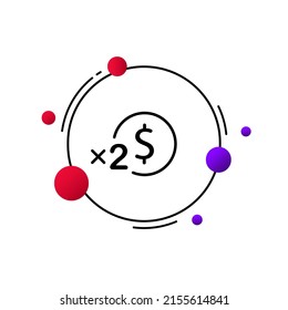 Bed line icon. Double bed for husband and wife. Bed with a heart. Furniture concept. Line icon style. Vector line icon for Business and Advertising