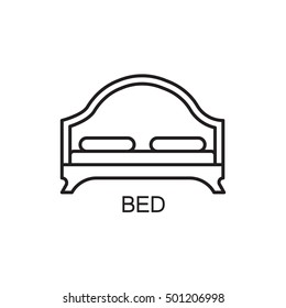 Bed line icon. High quality pictogram of home's furniture. Outline vector symbol for design website or mobile app. Thin line sign of bed for logo, visit card, etc.
