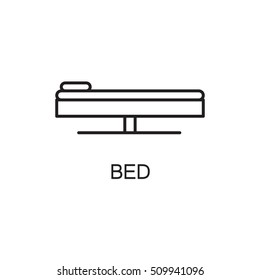 Bed line icon. High quality pictogram of home's furniture. Outline vector symbol for design website or mobile app. Thin line sign of bed for logo, visit card, etc.