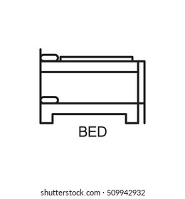 Bed line icon. High quality pictogram of home's furniture. Outline vector symbol for design website or mobile app. Thin line sign of bed for logo, visit card, etc.