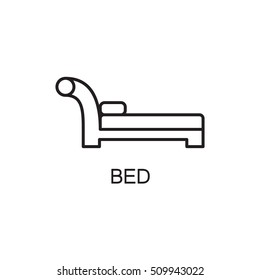 Bed line icon. High quality pictogram of home's furniture. Outline vector symbol for design website or mobile app. Thin line sign of bed for logo, visit card, etc.