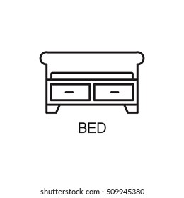 Bed line icon. High quality pictogram of home's furniture. Outline vector symbol for design website or mobile app. Thin line sign of bed for logo, visit card, etc.