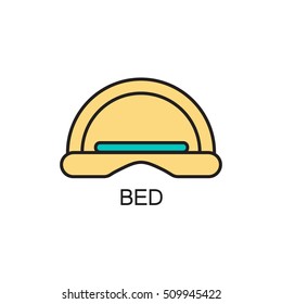 Bed line icon. High quality pictogram of home's furniture. Outline vector symbol for design website or mobile app. Thin line sign of bed for logo, visit card, etc.