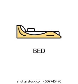 Bed line icon. High quality pictogram of home's furniture. Outline vector symbol for design website or mobile app. Thin line sign of bed for logo, visit card, etc.