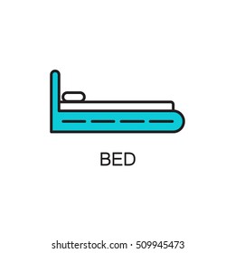 Bed line icon. High quality pictogram of home's furniture. Outline vector symbol for design website or mobile app. Thin line sign of bed for logo, visit card, etc.