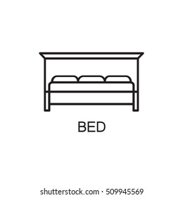 Bed line icon. High quality pictogram of home's furniture. Outline vector symbol for design website or mobile app. Thin line sign of bed for logo, visit card, etc.