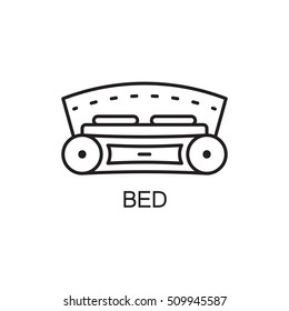 Bed line icon. High quality pictogram of home's furniture. Outline vector symbol for design website or mobile app. Thin line sign of bed for logo, visit card, etc.