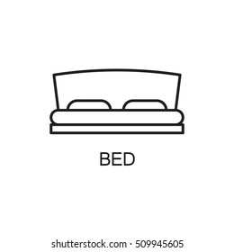 Bed line icon. High quality pictogram of home's furniture. Outline vector symbol for design website or mobile app. Thin line sign of bed for logo, visit card, etc.