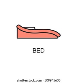 Bed line icon. High quality pictogram of home's furniture. Outline vector symbol for design website or mobile app. Thin line sign of bed for logo, visit card, etc.
