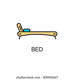 Bed line icon. High quality pictogram of home's furniture. Outline vector symbol for design website or mobile app. Thin line sign of bed for logo, visit card, etc.