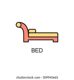 Bed line icon. High quality pictogram of home's furniture. Outline vector symbol for design website or mobile app. Thin line sign of bed for logo, visit card, etc.