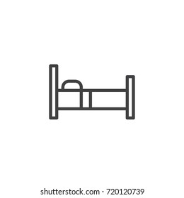 Bed line icon, outline vector sign, linear style pictogram isolated on white. Symbol, logo illustration. Editable stroke