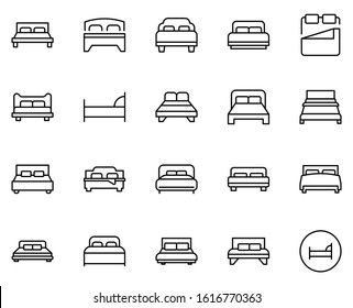 Bed line icon set. Collection of high quality black outline logo for mobile concepts and web apps. Bed set in trendy flat style. Vector illustration on a white background