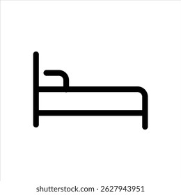  Vector de icono de línea de cama sobre fondo blanco.