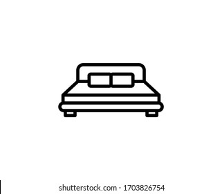 Icono de línea de cama. Símbolo vectorial en estilo plano y moderno sobre fondo blanco. Cama para el diseño.