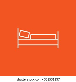 Bed line icon for web, mobile and infographics. Vector white icon isolated on red background.