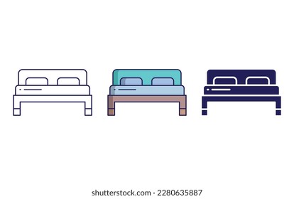 Bed line and solid vector icons