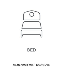 Bed linear icon. Bed concept stroke symbol design. Thin graphic elements vector illustration, outline pattern on a white background, eps 10.
