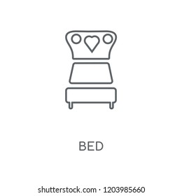 Bed linear icon. Bed concept stroke symbol design. Thin graphic elements vector illustration, outline pattern on a white background, eps 10.