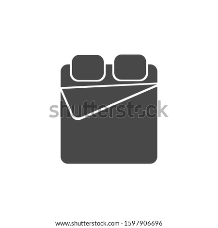 Bed linen. Double bed top view. Simple vector icon. Consumer goods. Commodities.
