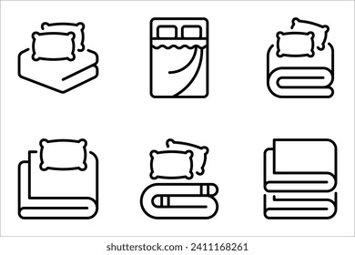 Bed linen set with duvet and pillows vector illustration on white background