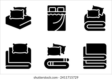Bed linen set with duvet and pillows vector illustration on white background