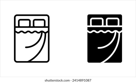 Juego de ropa de cama con ilustración vectorial de edredón y almohadas sobre fondo blanco