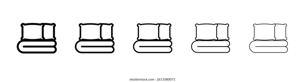 Bed linen set with pillows icon Symbol mark in Outline style