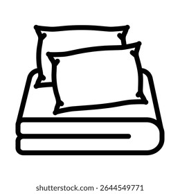 Bed linen set with pillows icon outline set sign