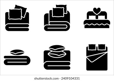 Bed linen set with pillows, bed sheet and duvet cover isolated on white background