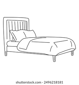 Un lecho de líneas sobre un fondo blanco. Imagen minimalista de una cama para dormir.