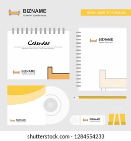 Bed Logo, Calendar Template, CD Cover, Diary and USB Brand Stationary Package Design Vector Template