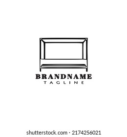 logotipo de la cama icono del logotipo de la caricatura plantilla linda ilustración del vector aislado negro