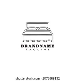 logotipo de la cama logotipo de la caricatura icono diseño de la ilustración de un vector simple negro