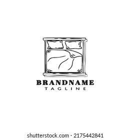 logotipo de la cama logotipo de la caricatura icono diseño de la ilustración vectorial moderna negra